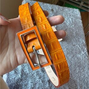 Garuglieri orange leather croc belt